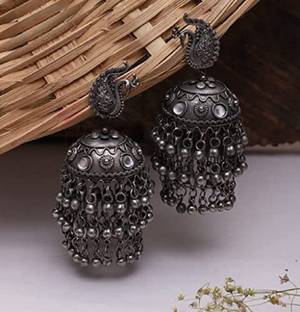 HELLAFASHION black earrings/ethnic wear/new jewellery/new jhumka/new arrival/indian earrings Beads Alloy Earring Set