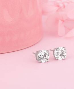 GIVA 925 Silver Anushka Silver Zircon Earrings|Lifetime Plating|6 Month Warranty Zircon Sterling Silver Stud Earring