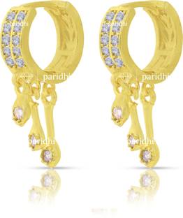 Paridhi Elegant Gold Plated AD Drop Earrings for Women & Girls Brass Earring Set, Ear Thread