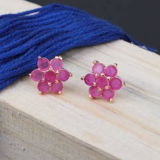 Jewels Corner SWEET RUBY AD EARRING Cubic Zirconia Brass Stud Earring