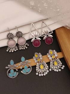 DANGAR ENTERPRISE Stylish Oxidized Silver Earrings Combo Set for Festive, Casual Wear for Women Alloy Stud Earring