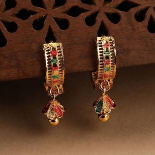 Mode Mania Traditional Gold Plated Multicolor Jhumki Earring _C Cubic Zirconia Brass Jhumki Earring