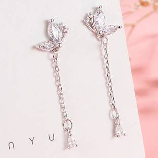 MYKI Pretty Butterfly Drop Earring For Women & Girls Cubic Zirconia Stainless Steel Drops & Danglers