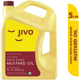 JIVO Cold Pressed Pure Mustard Cooking oil 5 Liter Mustard Oil Can