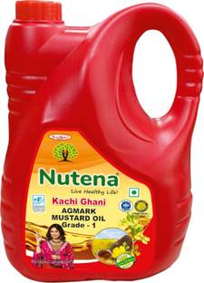 Nutena Live Healthy Life! Kachi Ghani Mustard Oil_5L JAR Mustard Oil Jar