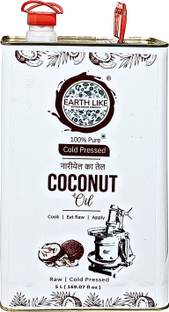 Earth Like Wood Pressed Coconut Oil 5 Liter|Cold Pressed from Ghani/Chekku Coconut Oil PET Bottle