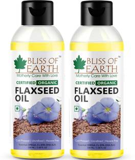 Bliss of Earth 200ML Certified Organic Edible Flax Seed Oil With OMEGA Fatty Acids Flaxseed Oil Plastic Bottle