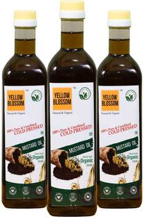 YELLOW BLOSSOM COMBO OF 3 pure and organic cold pressed Mustard Oil Plastic Bottle