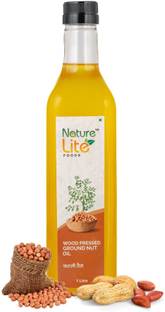 Naturelite FOODS Wood Pressed Peanuts Oil 1 Litre | Plastic Bottle unrefined cooking Groundnut Oil PET Bottle
