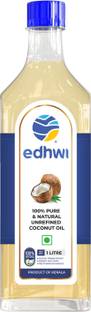 edhwi 100% Pure And Natural Coconut Oil jerry Can- 1Litre Coconut Oil PET Bottle