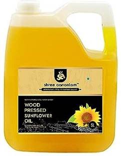 SHREE AANANTAM Cold Pressed Sunflower Oil - 5 Liter | Cooking Oil | 100% Pure | Wood Pressed Sunflower Oil Can