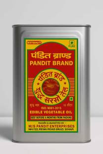 Pandit Brand PREMIUM KACHI GHANI MUSTARD OIL CANUMUSTARD OIL 15 LITTER TIN ( PACK OF 1) Vegetable Oil Tin