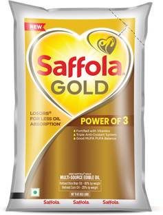 Saffola Gold Corn & Rice Bran refined oil | For heart healthy and delicious cooking Blended Oil Pouch