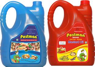 Postman Wood Pressed Mustard Oil & Refined Groundnut Oil Jar