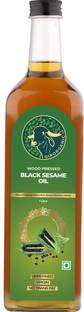 GIRORGANIC Wood Pressed | Unrefined Cold Pressed Virgin | Natural Black Sesame Oil Glass Bottle