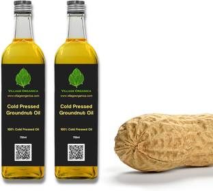 Village Organica Cold Pressed Groundnut Oil | Peanut Oil | Moongfali ka Tel |Single Pressed Oil | Edible Oil | For Cooking and Health |Health Oil |Pure, Unadulterated, UnRefined|Vitamin E| Groundnut Oil Glass Bottle