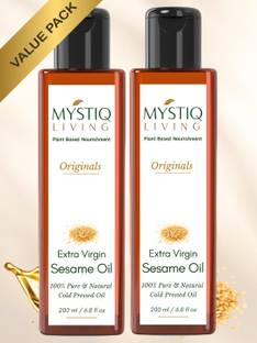 Mystiq Living Extra Virgin Sesame Oil - Til ka tel, 100% Pure Cold Pressed White Sesame Sesame Oil PET Bottle