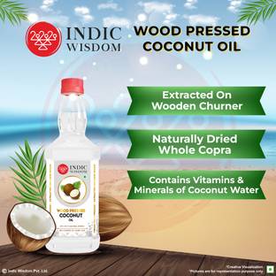 IndicWisdom Wood Pressed Coconut Oil (Cold Pressed - Extracted on Wooden Churner) Coconut Oil Plastic Bottle