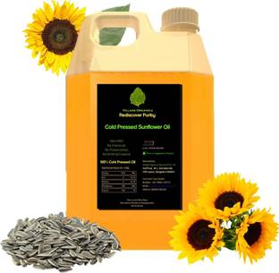 Village Organica Cold Pressed Sunflower oil | Vitamin A & Vitamin E | For Cooking | Boost immunity an promotes healthy Digestive System | Pure and Unadulterated | Sunflower Oil Can