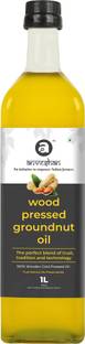 Anveshan Wood Pressed Groundnut Oil (Kacchi Ghani/ Kolhu/ Chekku) 1Litre Glass Bottle Groundnut Oil Glass Bottle