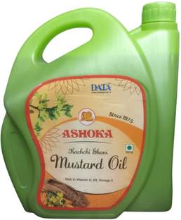ASHOKA Kachi Ghani Pure Mustard Oil – 5LTR Can, Natural Aroma | Sarson Ka Tel Pack of 1 Mustard Oil Can