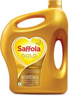 Saffola Gold Sunflower & Rice Bran refined oil | For heart healthy and delicious cooking Blended Oil Jar