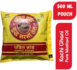 Pandit Brand Kachi Ghani Mustard Oil – Pure Mustard Oil Blend for Rich Flavor & Health Mustard Oil Pouch