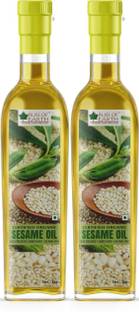 Bliss of Earth USDA Certified Pack Of 2 Organic Sesame Oil For Cooking & Massage, Til Oil (1 Ltr Each) Sesame Oil Plastic Bottle