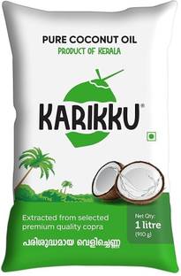 karikku 100% Pure And Natural Coconut Oil |Edible Coconut Oil For Cooking, Pouch 1 Liter Coconut Oil Pouch
