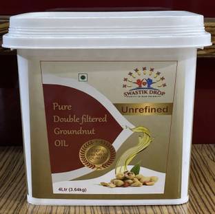 SWASTIK DROP Pack Of 4 liter Groundnut Oil Jar