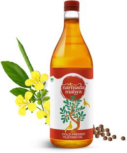 Narmada Maiyaa Cold Pressed Mustard Oil 1 Litre, Naturally Cholesterol Free Mustard Oil PET Bottle