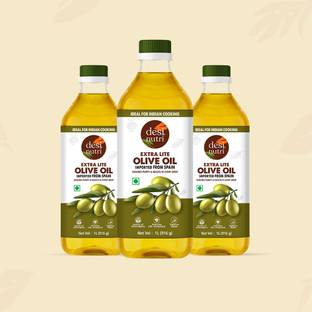 Desi Nutri Extra Lite Oilve Oil 1Litre bottles pack of 3 | Low in Saturated Fat Olive Oil Plastic Bottle