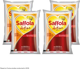 Saffola Active, Rich in Omega 3 & Oryzanol, Multi-Source Edible Rice Bran & SoyaBean Blended Oil Pouch