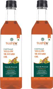 Trushita Cold Pressed Yellow Mustard Oil - 1 Ltr (Pack of 2) Kacchi Ghani Healthy Cooking Mustard Oil PET Bottle
