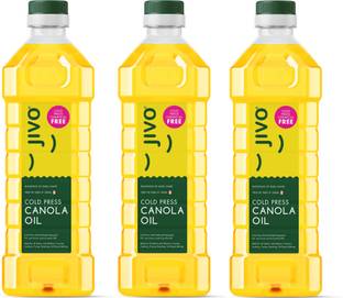 JIVO Canola Cold Press Edible Oil Pack of 3, 1 Litre each (3Litres) Canola Oil PET Bottle