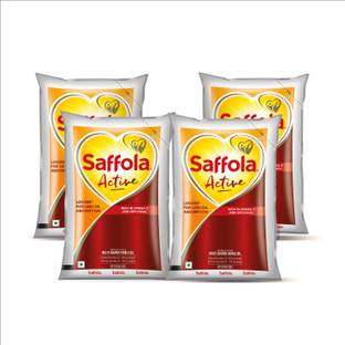 Saffola Active Rice Bran & Soyabean refined oil |Less oil absorption for weight watchers Blended Oil Pouch