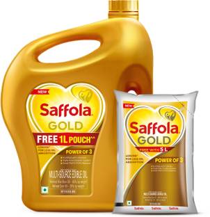 Saffola Gold| Power of 3 | Blend of Rice Bran & Corn Blended Oil Can