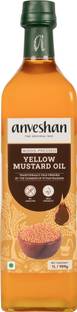Anveshan Wood Pressed Yellow Mustard Oil - 1L | Glass Bottle| Natural| Chemical Free Mustard Oil Glass Bottle