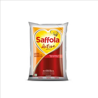 Saffola Active Rice Bran & Soyabean refined oil |Less oil absorption for weight watchers Blended Oil Pouch