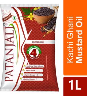 PATANJALI Mustard Oil, Natural Cooking Oil, Kacchi Ghani/Chekku Mustard Oil Pouch