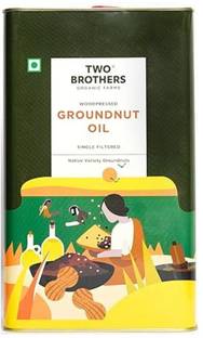 Two Brothers Organic Farms Wood Pressed - 5Ltr (Tin Can) Groundnut Oil Tin