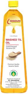 Shagun Cold Pressed Sesame Oil | 100% Pure Gingelly oil | Washed Til Oil 1 Litre Sesame Oil Plastic Bottle