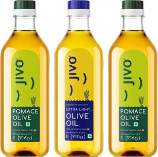 JIVO Extra Light 1L+Pomace 1L+Pomace 1L (pack of 3) 3L Olive Oil Plastic Bottle