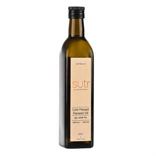 Sutr Cold Pressed Flaxseed Oil Pure & Unrefined l Rich Aroma & Flavor, (Pack of 1), Flaxseed Oil Glass Bottle