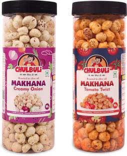 ppchulbuli Combo Of Tomato Twist & Creamy Onion Makhana Roasted in Olive Oil Lotus Seeds(Makhana)