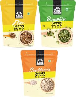 WONDERLAND Combo of Raw Flax, Raw Pumpkin and Raw Sunflower Seeds 750g Brown Flax Seeds, Pumpkin Seeds, Sunflower Seeds