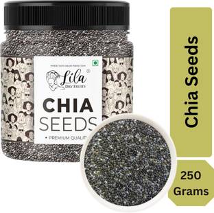 lila dry fruits Raw Unroasted Premium Chia Seeds with Omega 3 and Fiber 250gms Jar Pack Black Chia Seeds