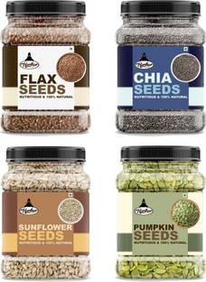HARIHARKRIDHA Premium Seed Combo | Chia, Pumpkin, Sunflower, Flax Seed | For Health & Wellness Chia Seeds, Pumpkin Seeds, Brown Flax Seeds, Sunflower Seeds