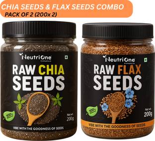 NeutriOne Raw Chia and Flax Seeds Combo with Protein and Fiber for Weightloss Management Chia Seeds, Brown Flax Seeds