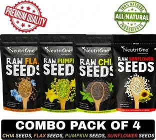 NeutriOne Raw Chia,Pumpkin,Flax & Sunflower Seeds Weight Loss Combo | Loaded with Omega 3 Chia Seeds, Pumpkin Seeds, Brown Flax Seeds, Sunflower Seeds
